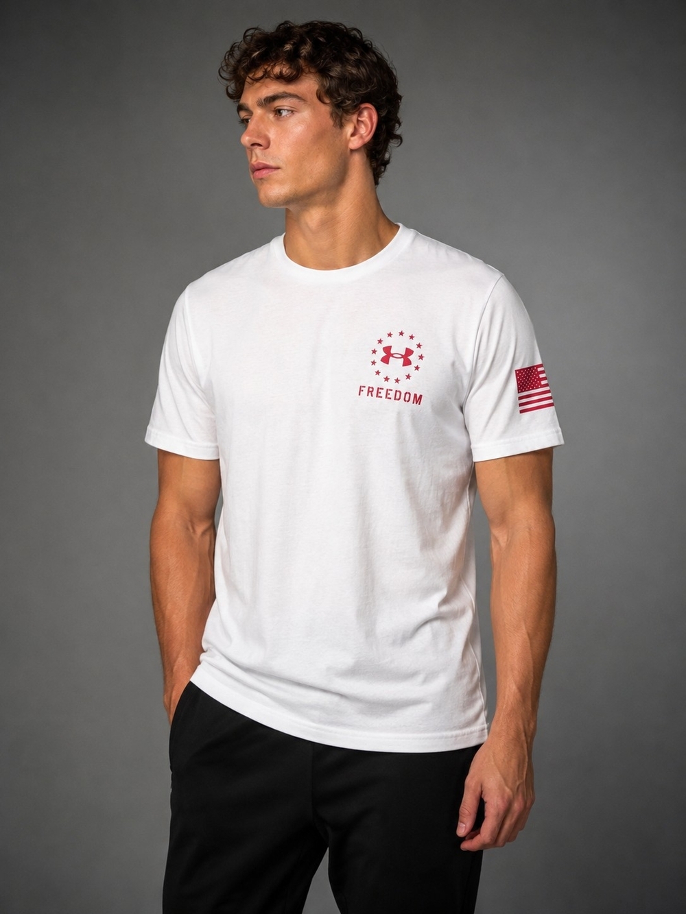 Under Armour Freedom T-Shirt M Americana White American Flag patriotic NWT
